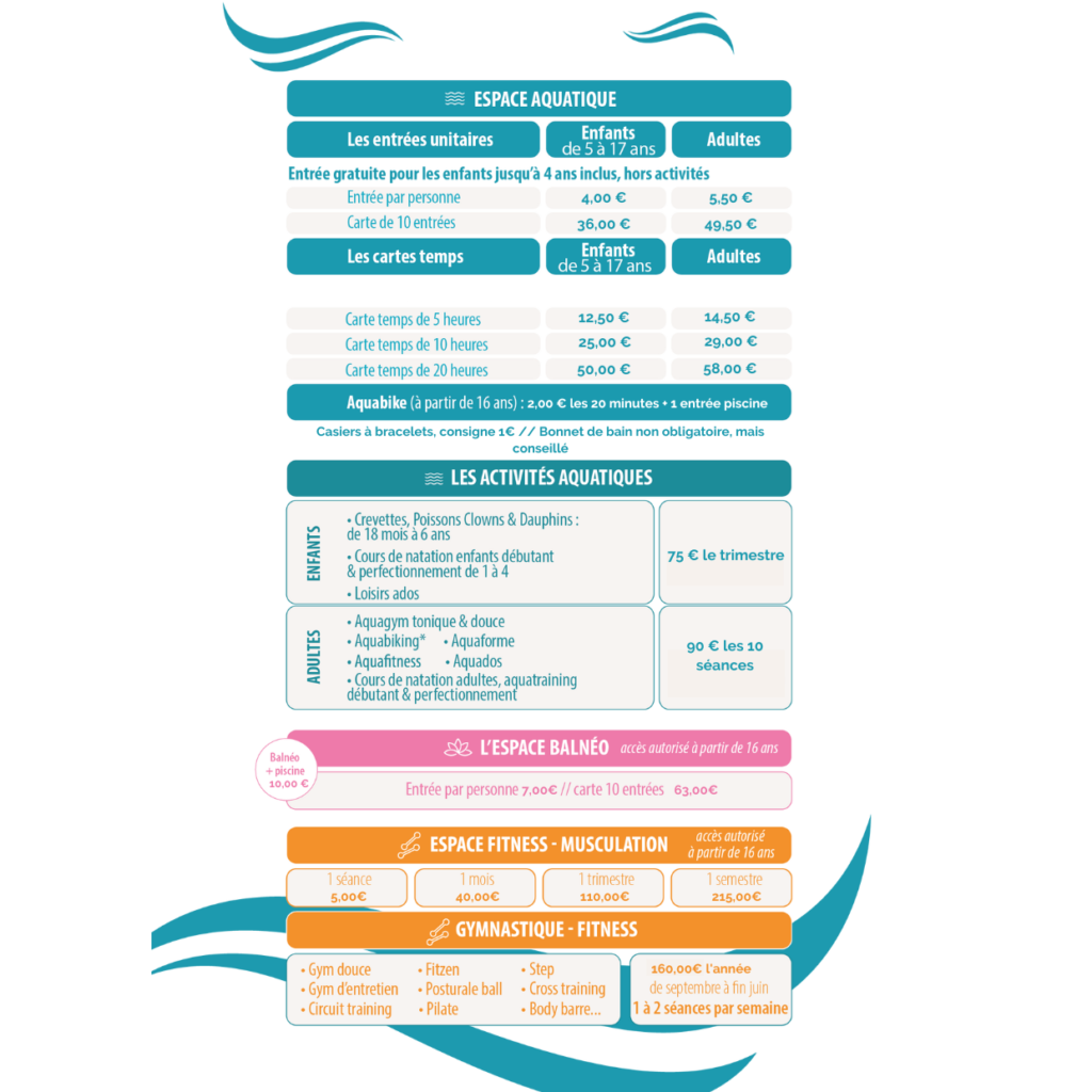 Horaires et tarifs La Piscine Landivisiau