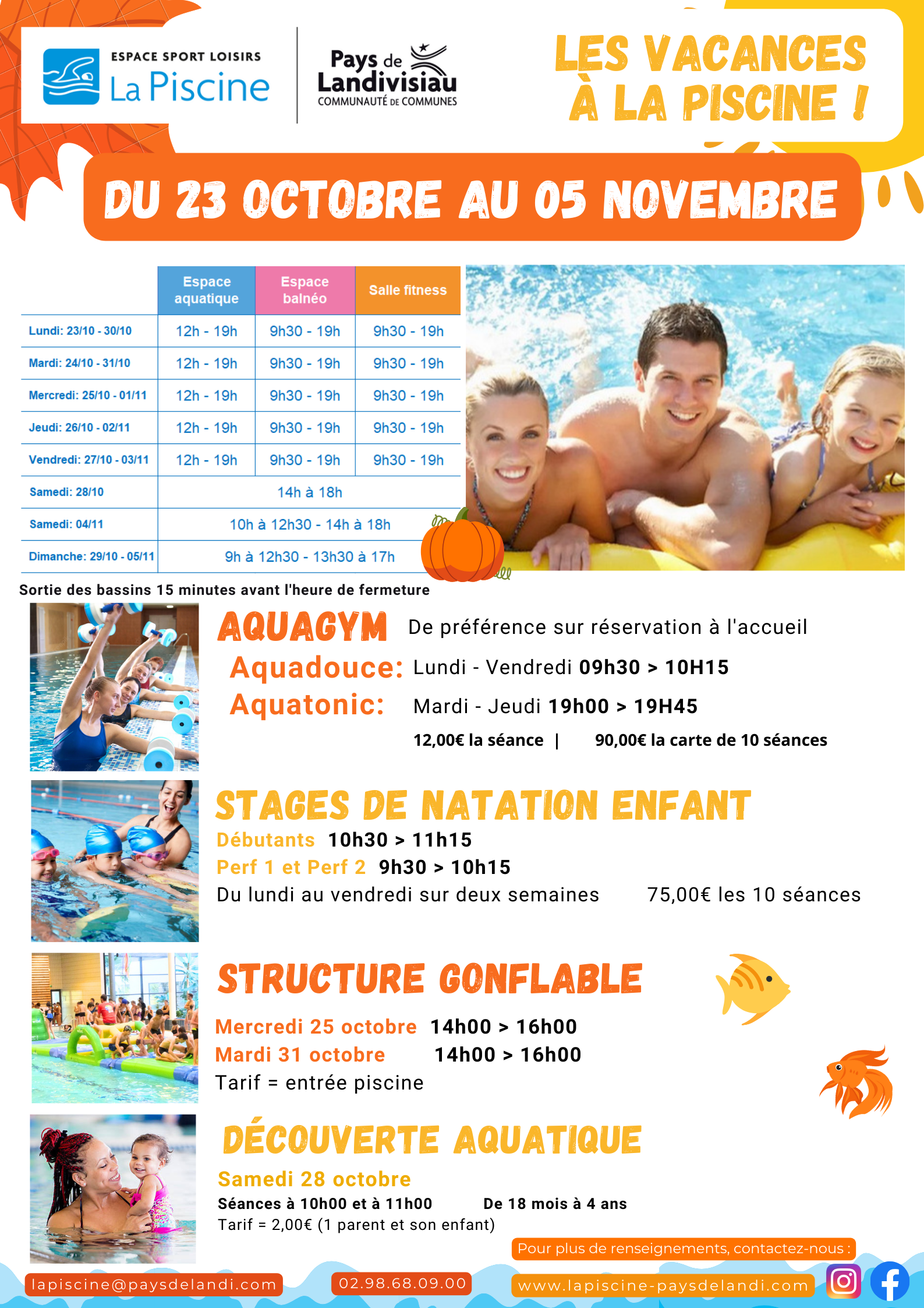 AFFICHE PISCINE TOUSSAINT 2023 - AVEC TARIFS + Horaires 2