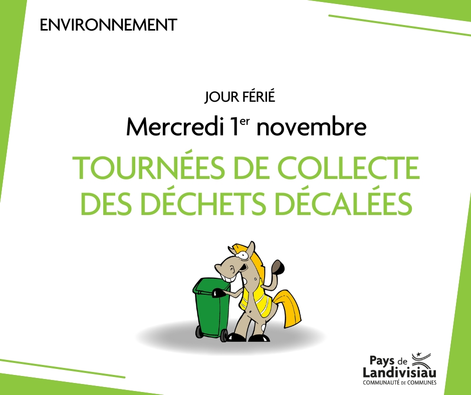 Tournées de collecte des déchets décalées – 1er novembre – CCPL