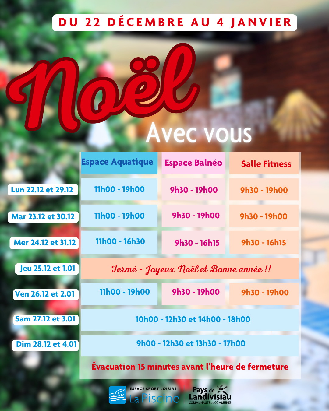 HORAIRES NOEL 2025