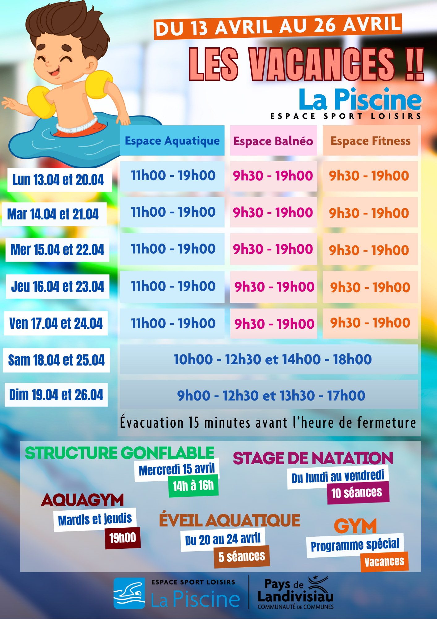 VACANCES PAQUES HORAIRES ET ACTIVITES